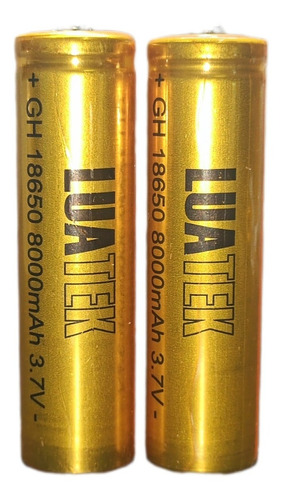 2 Pilha Bateria 18650 8000 Mah 3.7v Recarregável Ouro Gold