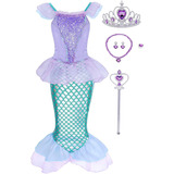 Princesa Sirena Vestido Niñas Disfraces De Halloween F...