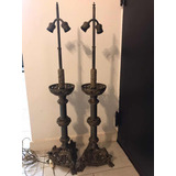 Par De Candelabros De Iglesia Transformado Lámpara-bronce