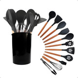 Jogo 12 Peças Utensílios Silicone Colher Escumadeira Concha 