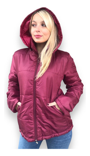 Campera Mujer Inflable Puffer Con Capucha Talles Grandes