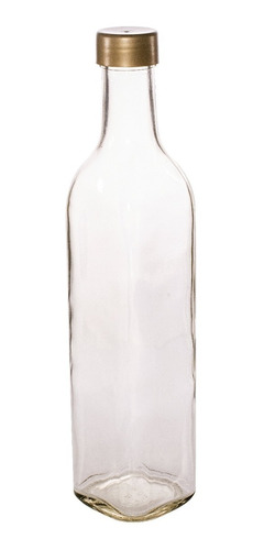 Botella Vidrio Aceite 500cc Cuadrada Transparente C/tapa X 6