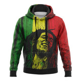 Blusa Moletom Canguru Full 3d Bob Marley Reggae Jamaica