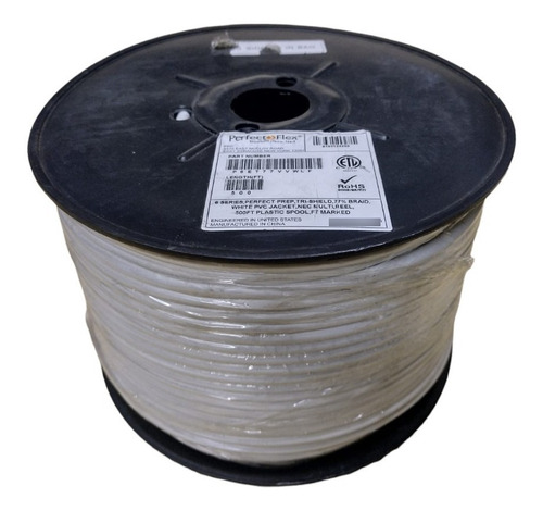 Cable Coaxil Rg 6 Trishield 77% Ppc Blanco Original 152 Mts