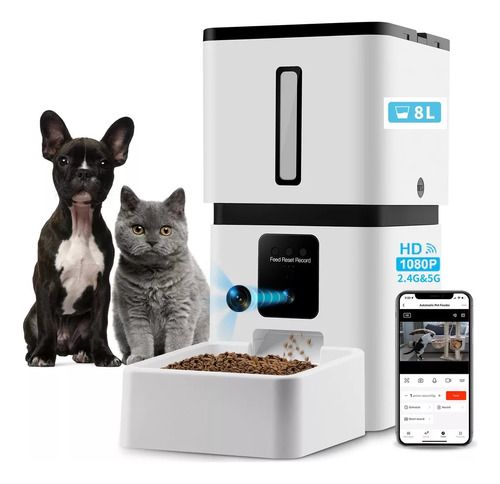 Comedero Automatico 8l Perro Gato Con Cámara 2.4+5g Wifi