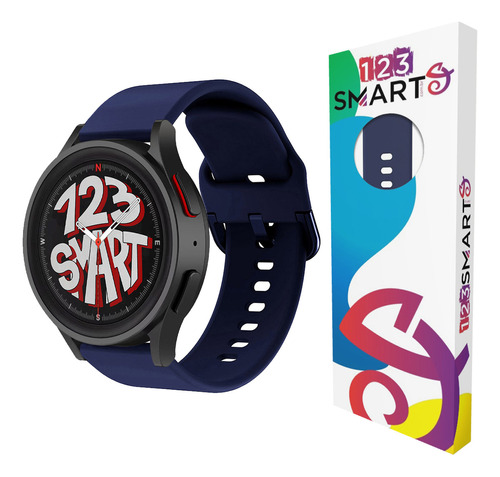 Pulseira De Silicone Fecho Azul Marinho 20mm Compativel Com Samsung Galaxy Watch 3 41mm Active 1 2 Watch 4 5 6 40mm 42mm 43mm 44mm 45mm 46mm 47mm - Cor Azul-marinho