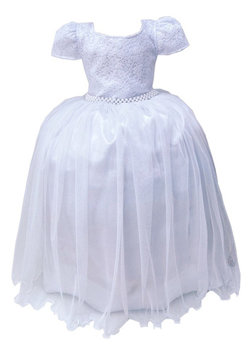 Vestido Branco Longo Daminha Formatura Infantil Casamento
