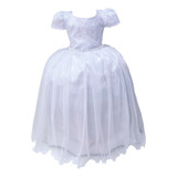 Vestido Branco Longo Daminha Formatura Infantil Casamento