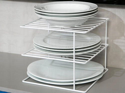 Organizador De Pratos Divisor 3 Níveis Rack Aramado Cozinha Cor Branco