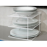 Organizador De Pratos Divisor 3 Níveis Rack Aramado Cozinha Cor Branco