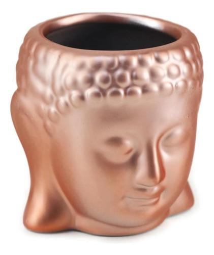 Enfeite Vaso Cabeça De Buda Em Ceramica 8cm - Metalizado