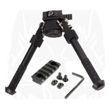 Bipé Atlas Metal 360º + Trilho M-lok 20 Mm Preto Hunter