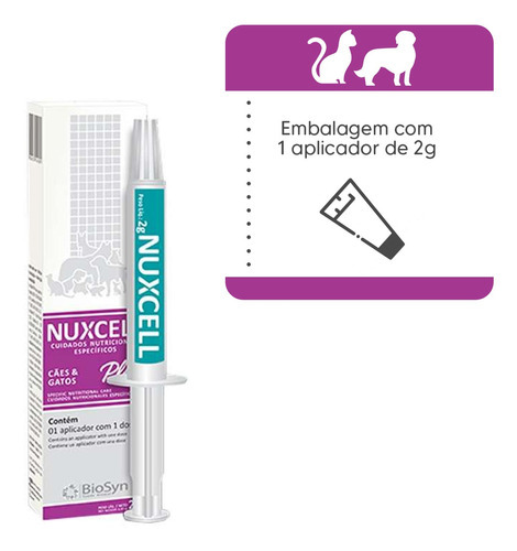 Nuxcell Plus Adjuvante Simbiótico Para Cães E Gatos Com 2gr