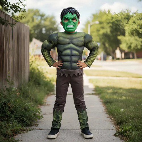 Disfraz De Hulk Para Niño Con Mascara Y Mono Completo Cosplay Superheroe Infantil Para Halloween Carnaval Cumpleaños Fiesta Evento Escolar Y Juegos De