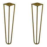2 Pés De Metal 30 Cm Hairpin Legs Mesa De Canto Rack Dourado