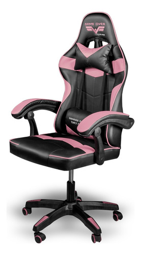 Silla De Escritorio Steelpro Rocket 2.0 Sin Reposapiés Gamer Ergonómica  Negra Y Rosa Con Tapizado De Cuero Sintético