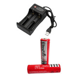 2 Pilhas 18650 Bat + Carregador Gtf 3.7v Li-ion 5800mah