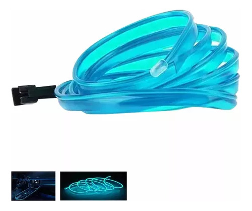 5m Barra De Luz Fría Para Coche Interior Neón Azul Hielo Usb