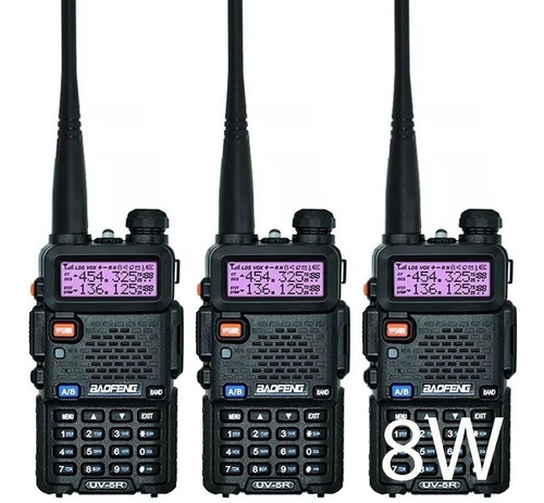 Kit X 3 Handy Walkie Talkie Baofeng Uv5r 8w Con Auriculares