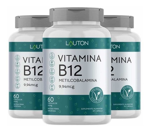 Combo 3 Vitamina B12 Metilcobalamina Vegano Lauton Nutrition