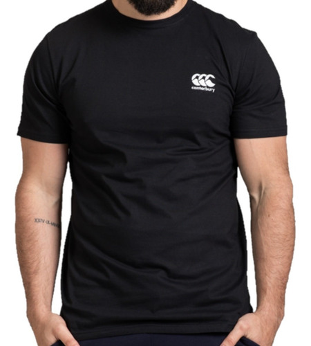 Remera Canterbury De Algodón Urbana Negra Logo Bordado