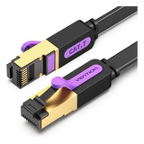 Cable De Red Vention Cat7 Certificado - 10 Metros - Premium Patch Cord - Plano Ftp Rj45 Ethernet 10gbps - 600 Mhz - 100% Cobre - Icabl