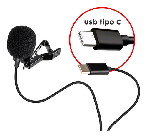 Microfono Corbatero Usb Tipo C Smartphone Celular Podcast