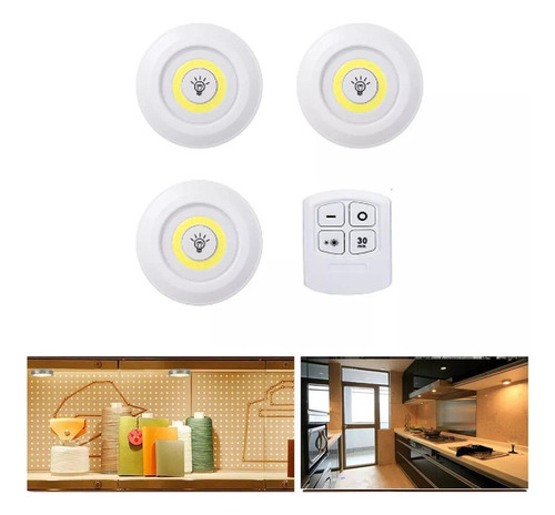 Lámparas Led Cob De Control Remoto De 3 Luces Para Cocina