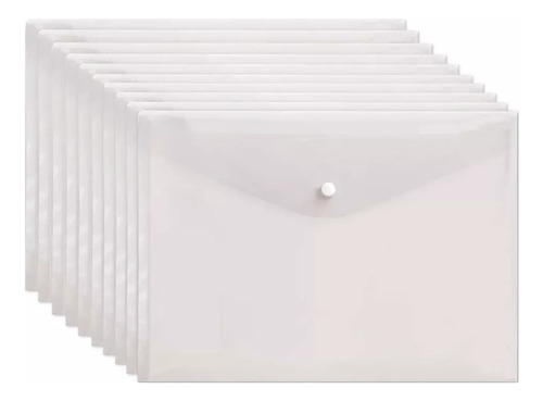 Kit 50 Pastas Envelope Com Botão Ofício/a4 Acp Transparente