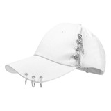 Gorra Jockey Aplicación Punk Negro Argollas Blanco