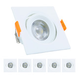 Kit 6 Spot Led 3w Direcionável Embutir Quadrado B. Frio Teto