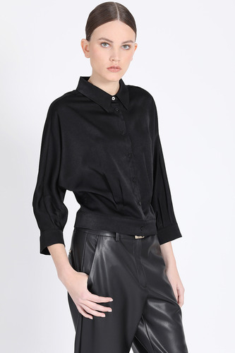 Blusa Kimono Satin Negro Liola