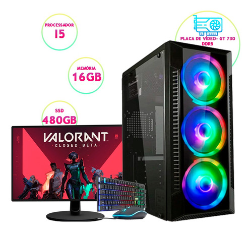 Pc Gamer Barato I7 16gb Ssd 480gb Kit + Monitor + Gt730 Ddr5