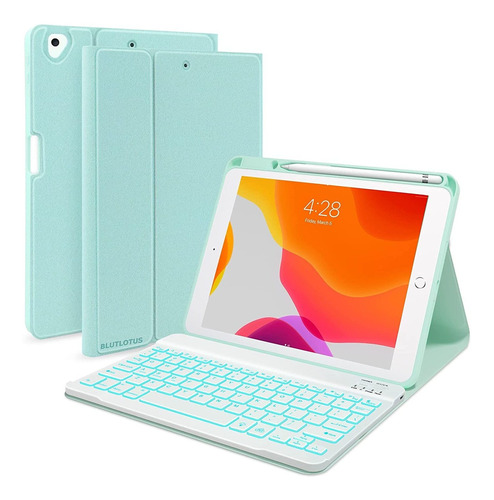 Funda Con Teclado Para iPad De 9/8/7 Generacion (celeste)