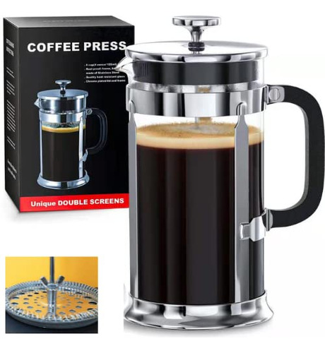 Coffee Press Cafetera De Prensa Francesa Con 2 Pantallas Adi