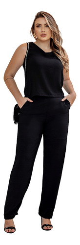 Conjunto Feminino Alfaiataria Calça Wid Leg Mais Blusa