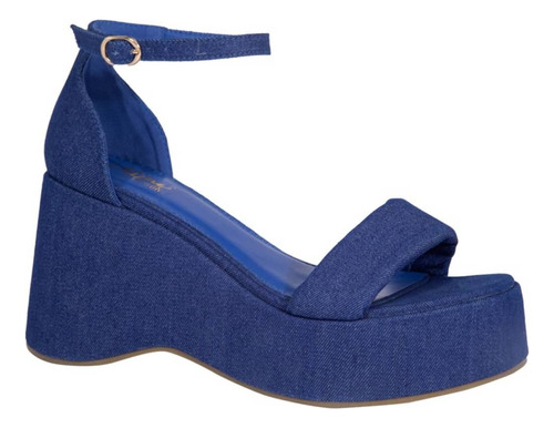 Sandalias Huaraches Plataforma Azul Mezclilla 9cm Moda