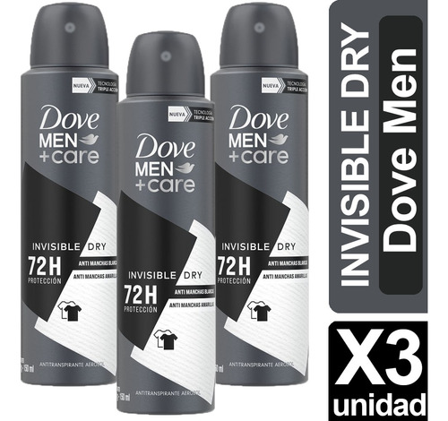 Desodorante Dove Invisible Dry Pack De 3 Unidades 150ml