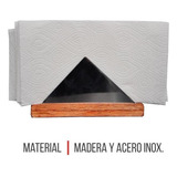 Set X 2 Servilleteros Triangular Acero Base Madera Porta-