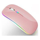 Mouse Inalámbrico Peibo Bluetooth Usb , C/ Luz Led, Oro Rosa