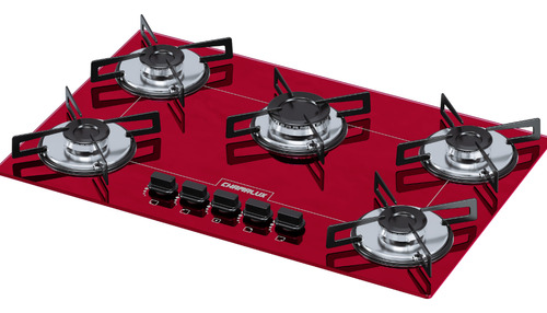 Fogão Cooktop 5 Bocas Chamalux Vermelho