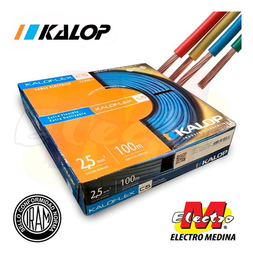 Cable Unipolar 2,5mm X100m Categ 5 Iram Kalop Electro Medina
