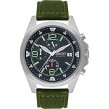 Relógio Orient Masculino Solartech Cronógrafo Aço Militar Cor Da Correia Verde Cor Do Bisel Prata Cor Do Fundo Preto