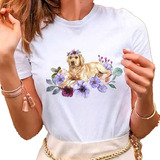 Remera Dama Mujer Street Mascota Con Flores Perro Perrito 14