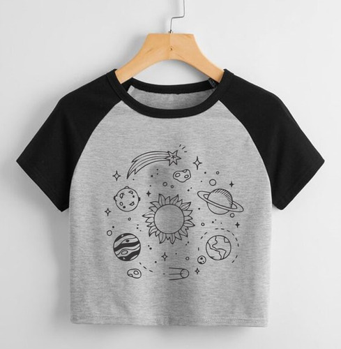 Remera Galaxia Galaxy Aesthetic Stars Pupera Corta Mujer 