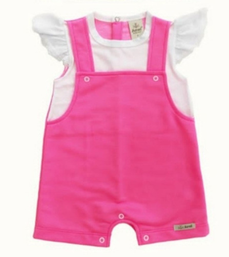 Macaquinho -banho Sol Feminino Rosa  - Roupa Bebe Jardineira