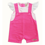 Macaquinho -banho Sol Feminino Rosa  - Roupa Bebe Jardineira