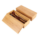 Caja De Almacenamiento De Cubiertos De Bambú, Recipiente De