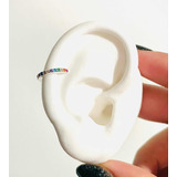 Aro Solitario Ear Clip Con Cubics Colores Ajustable Plata925