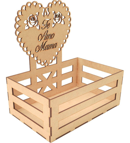 Caja Huacal Con Corazón Grande Mdf  Regalo Mama 10 De Mayo